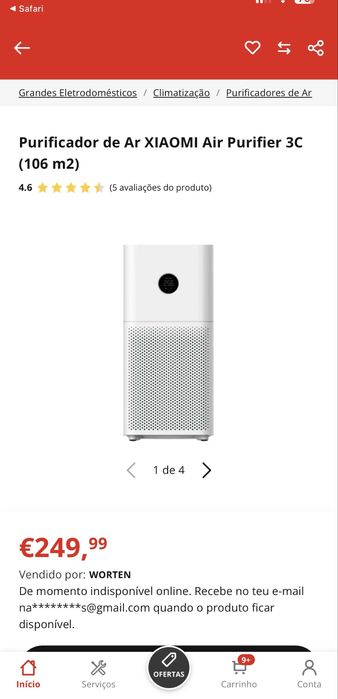 Purificador de Ar Xiaomi Mi Air Purifier 3C | Em excelente estado