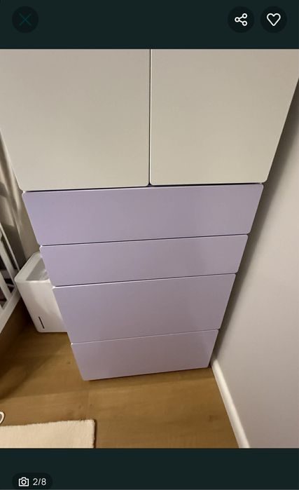 Szafa dla dziecka ikea Smastad Platsa fioletowo biała