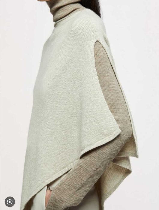 Брендовое стильное пончо накидка смесевой кашемир шерсть jigsaw италия