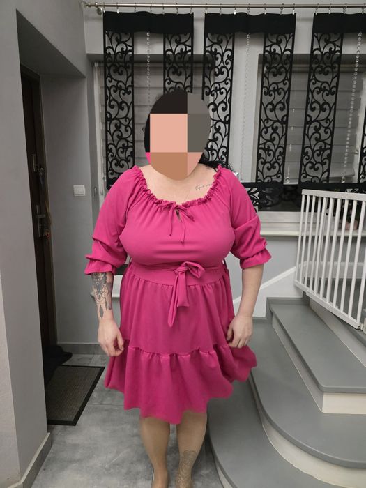 Sukienka Fuksjowa Święta Sylwester Plus Size