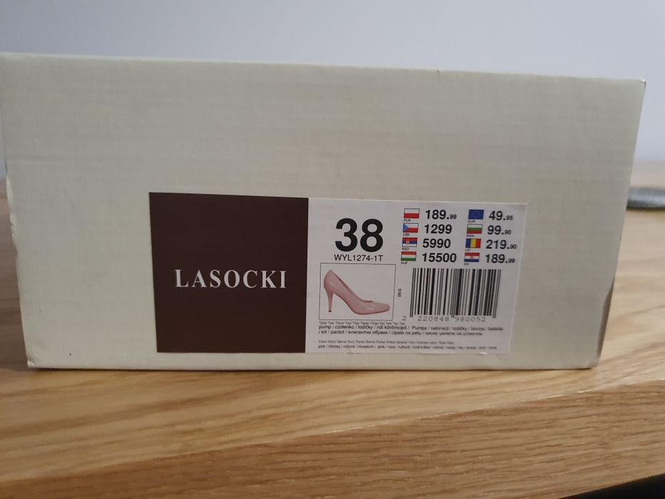 Lasocki szpilki nude beżowe 38