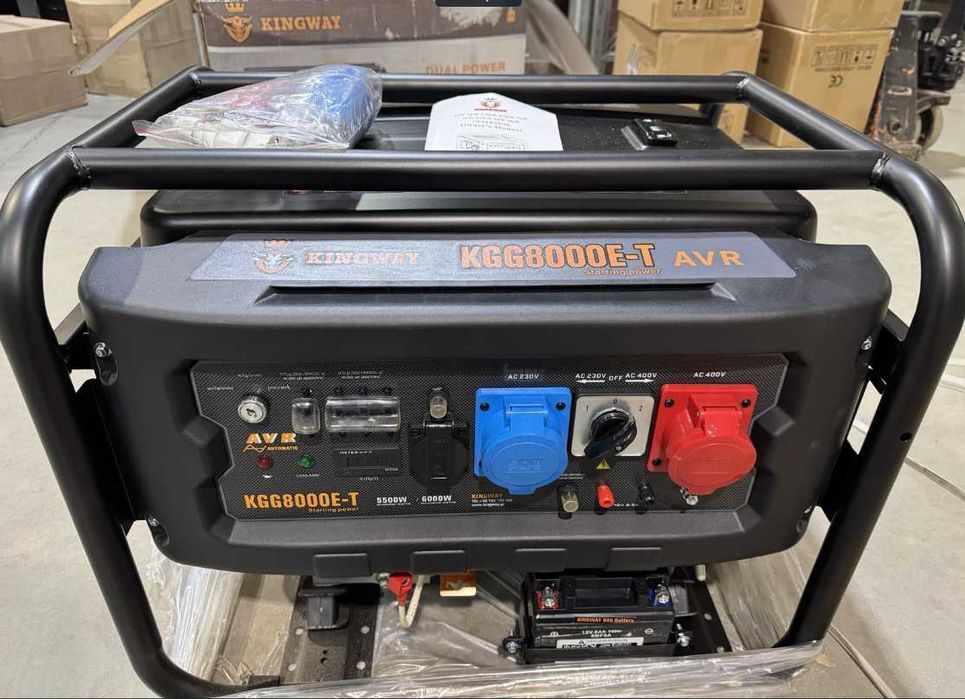 Бензиновий генератор 6кВт AVR одно / трифазний перемикач фаз 230В 400В