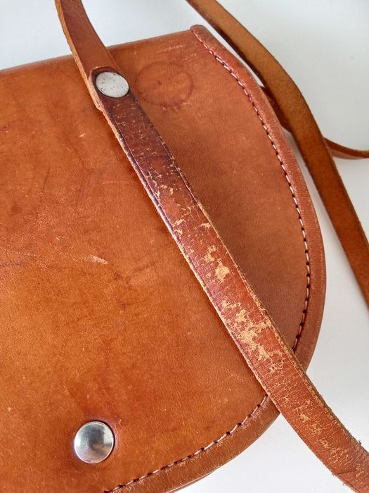 Вінтажна шкіряна жіноча сумка сідло гаман до вишиванки