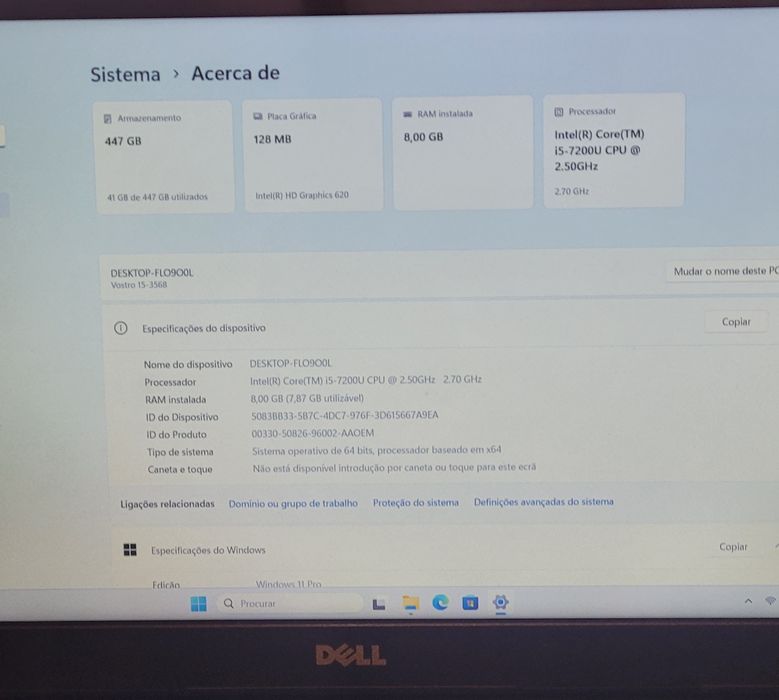 Portátil, Laptop, Notebook Dell i5 7th – Rápido SSD 447 GB