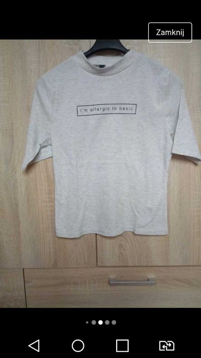 H&M Szary podkoszulek t-shirt top damski z napisem r. M/38/10
