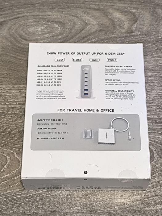 Зарядний пристрій TOPADRE GaN POWER 240W, оригінал, новий.