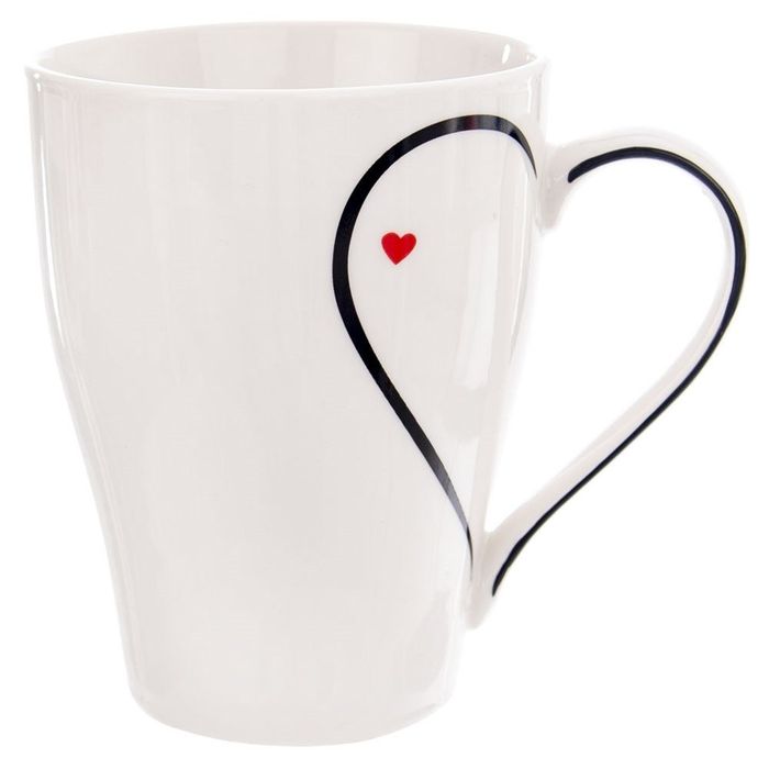 Kubek Porcelanowy 380ml Serce Biały Do Zmywarki Elegancki Mebliva