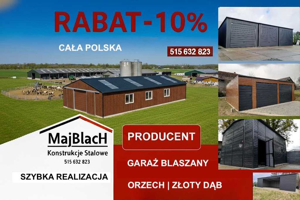 Garaż Blaszany Dwuspadowy| RAL| Ocynk|Drewnopodobny|Ocynk – Maj-Blach
