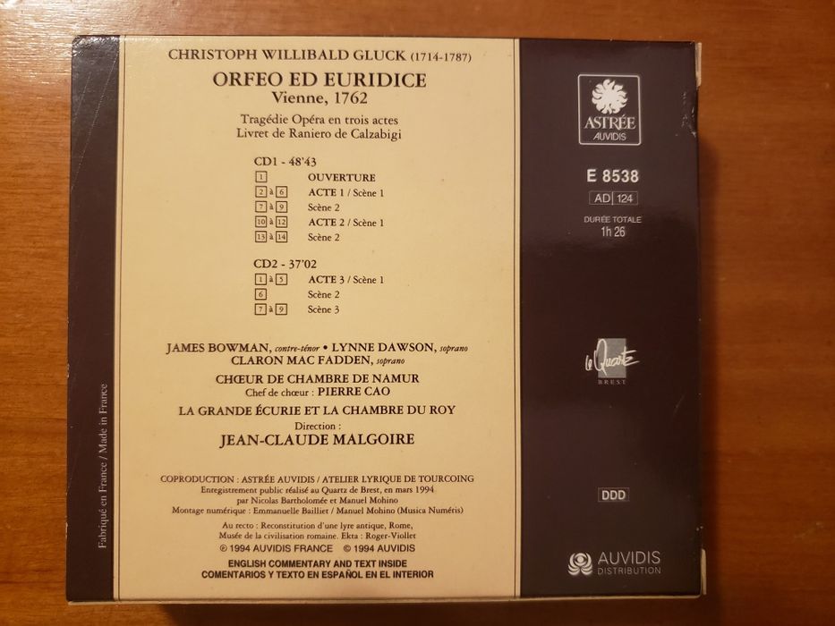 Christoph Willibald Gluck: Orfeo ed Euridice 2 CD + libreto