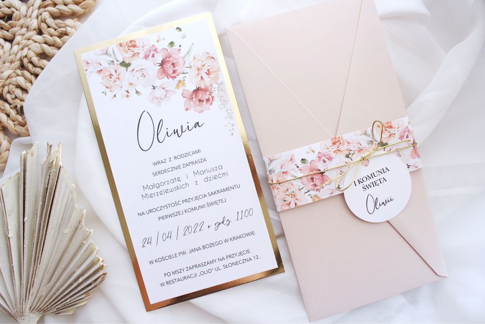 Zaproszenia na chrzest chrzciny komunię komunijne