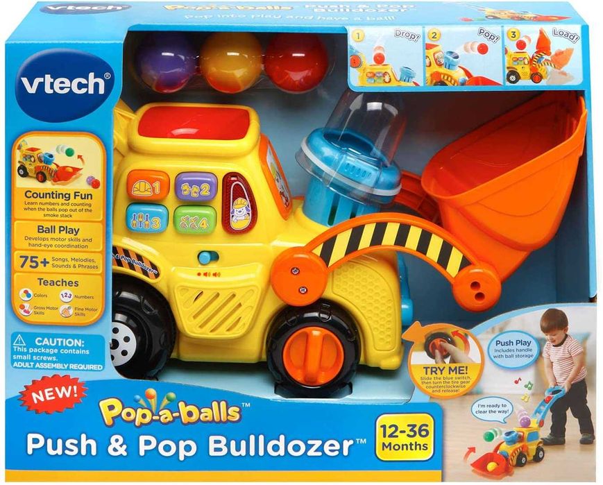 VTech Pop-a-Balls Push & Pop Bulldozer. Каталка