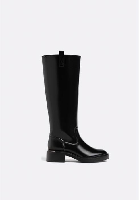 Жокейські  чорні чоботи з широкою халявою stradivarius