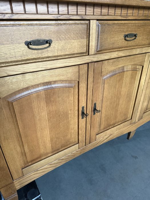OGROMNA DUŻA komoda drewniana vintage dębowa z lustrem country 220