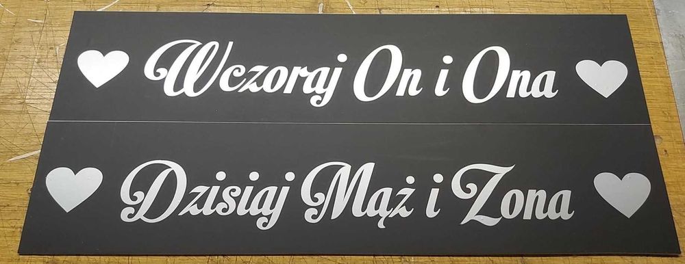 Tablice auta Wczoraj On i Ona Dzisiaj Mąż i Żona wodoodporne 2 sztuki
