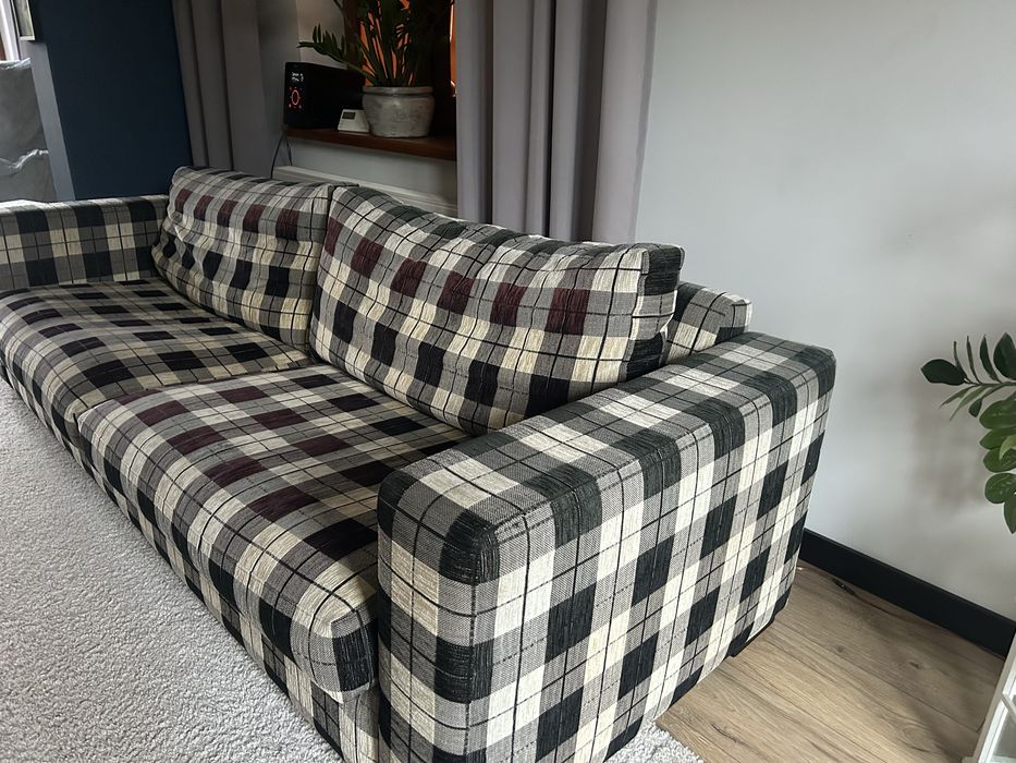 Wygodna sofa w kratę 255 cm