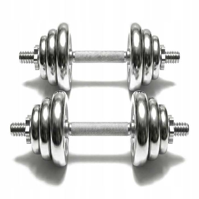 HANTLE ŻELIWNE CHROMOWANE 2x10 zestaw 20kg solidne 25mm chrom żeliwo