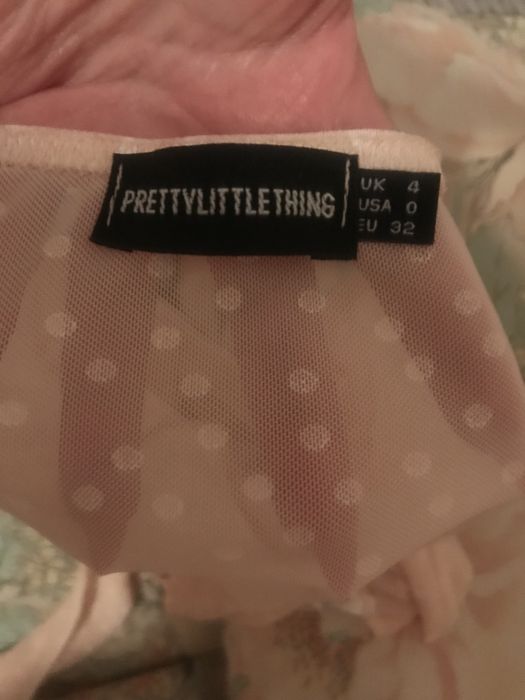 Топ топик в горошек сетка пудровый цвет S размер