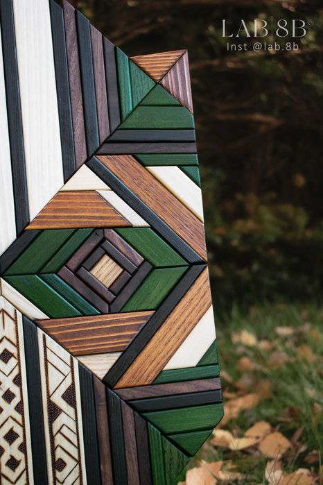 Ręczna mozaika z drewna, Obraz, Dekoracja ścienna, panel, Sowa