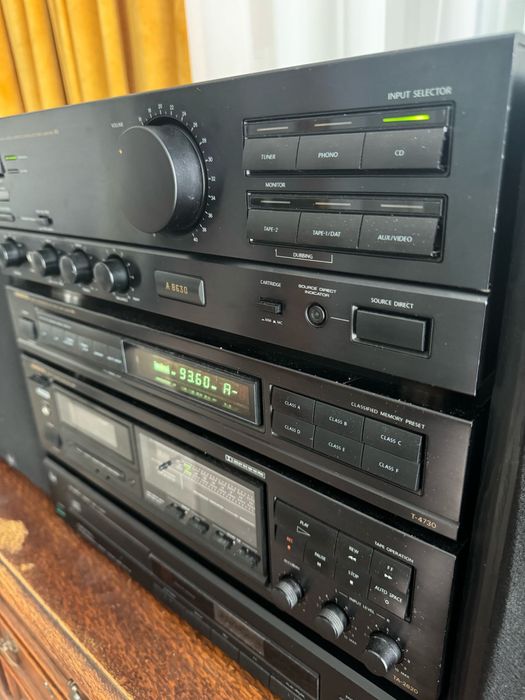 Wieża vintage Onkyo 3 segmenty kolumny Fischer Piękny sprzęt