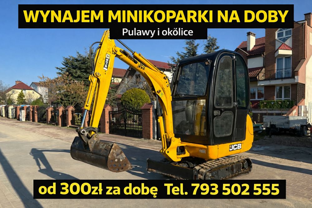 Wynajem minikoparki JCB na doby | Puławy i okolice