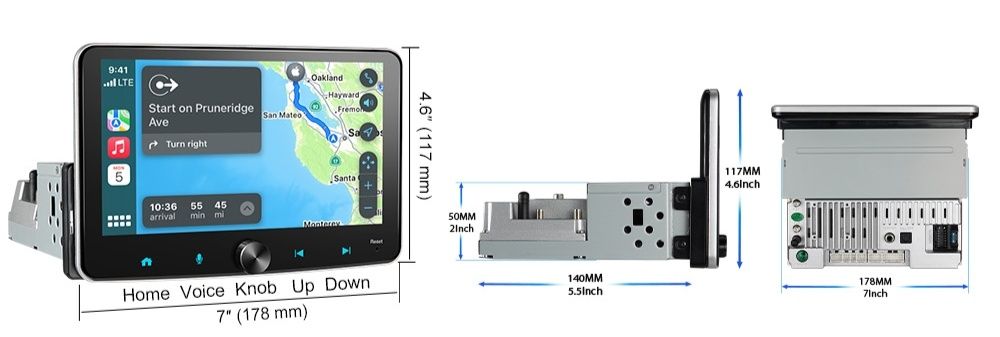 Rádio Android para gaveta 1 din ecrã 7 polegadas 2 din