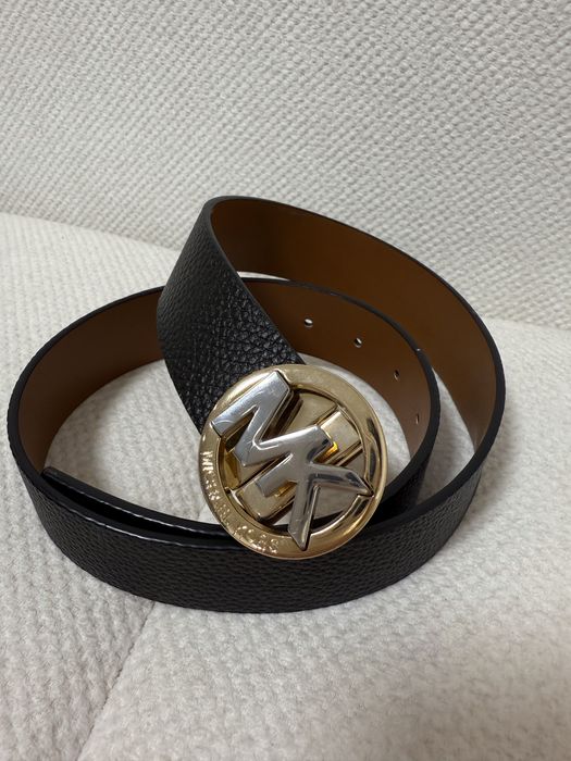 Шкіряний пасок Michael Kors двосторонній з золотистою пряжкою