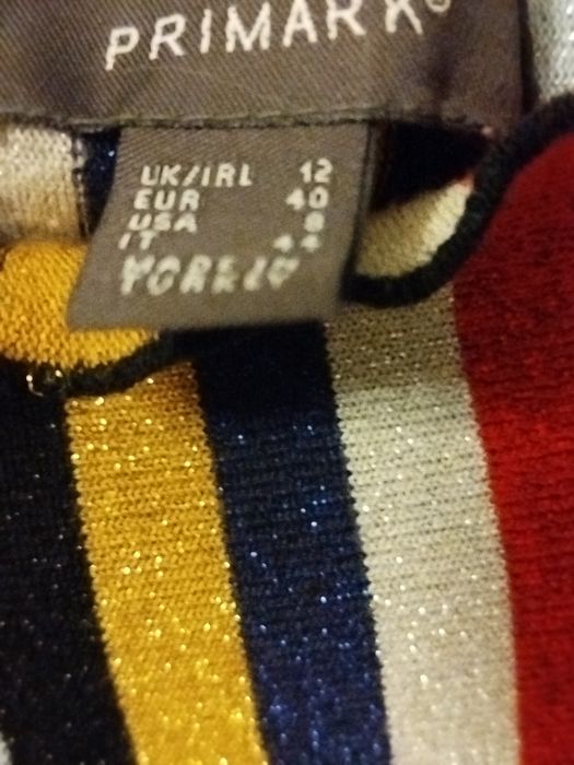 Sukienka do kolan w paski ze srebrną nitką Primark L 40