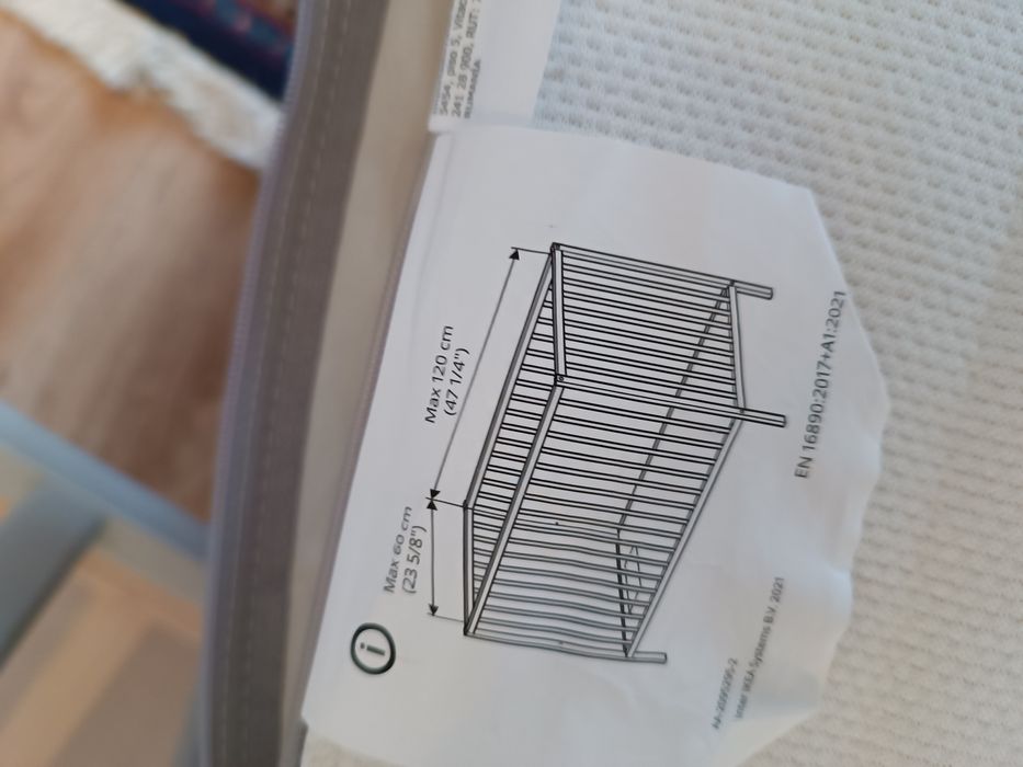 IKEA SUNDVIK Łóżko łóżeczko dziecięce szary 60x120 cm