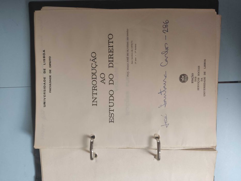 Introdução ao estudo do direito - Prof .Doutor José de Oliveira