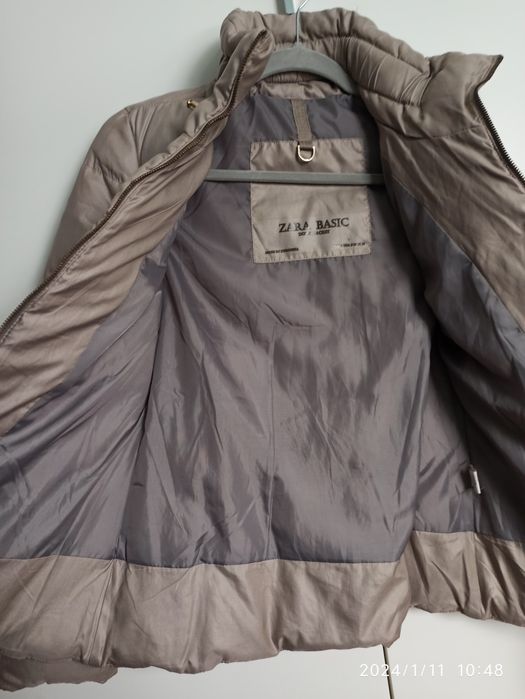 Puchowa (puch naturalny, pierze naturalne) krótka kurtka Zara rozm. S