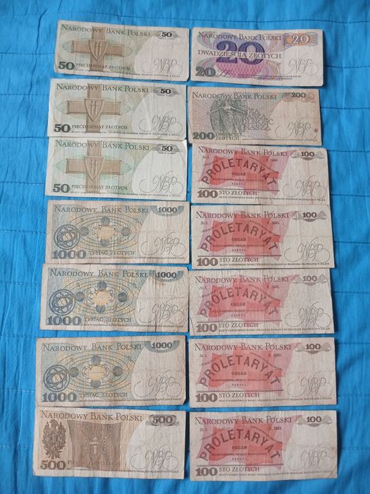Stare polskie banknoty PRL 20,50,100,200,500,1000 zł Kopernik 1982 r