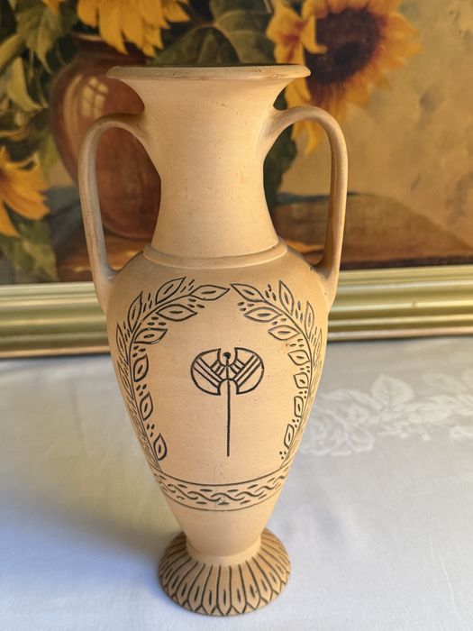 Grecka amfora waza z terakoty – motyw Labrys (Doppelaxt) 28 cm, styl antyczny