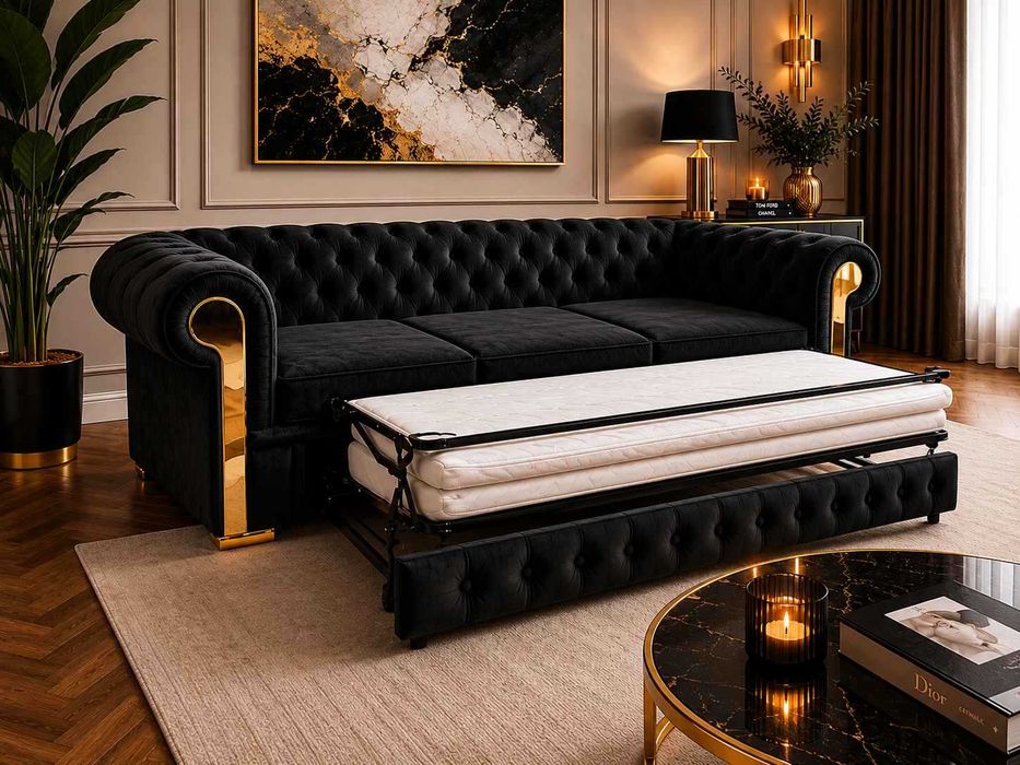 Sofa Chesterfield GLOSS 3-osobowa z funkcją spania