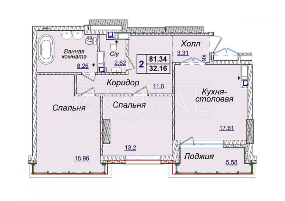 2-rooms apartment apartment by the address st. Bulvar Druzhby Narodov (area 81 m²) - Atlanta.ua - photo 7