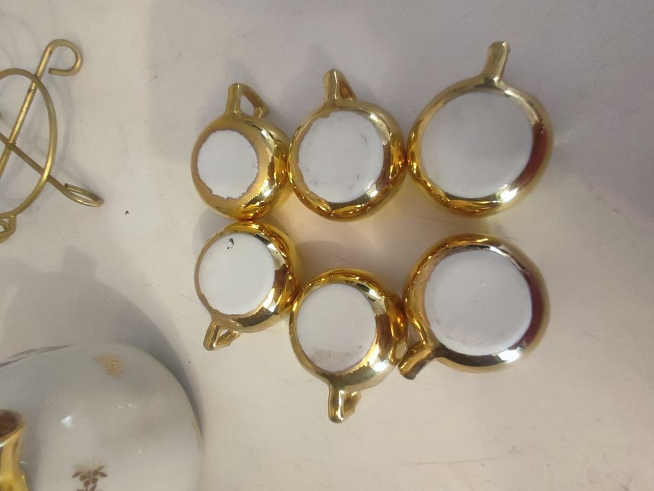 “Conjunto de porcelana francesa St. Lubin France dourado à mão – vinta