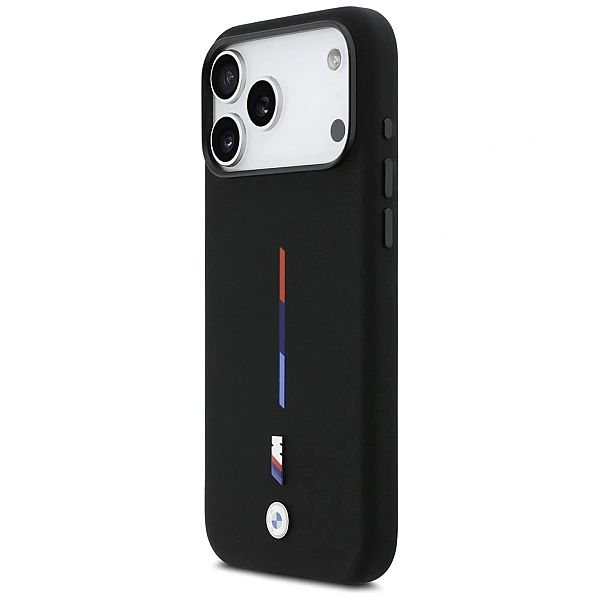 Etui BMW M Silicon Tricolor Line MagSafe na iPhone 17 Pro Max - czarne