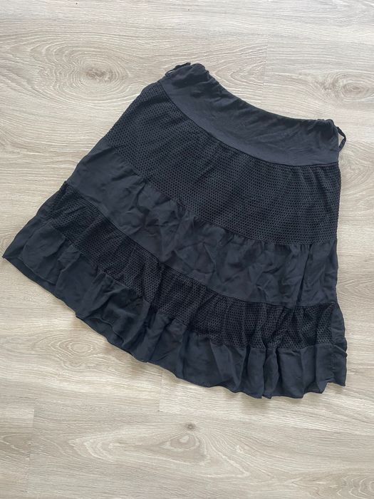 Czarna zwiewna spódnica boho z wiskozy | falbany | S/M