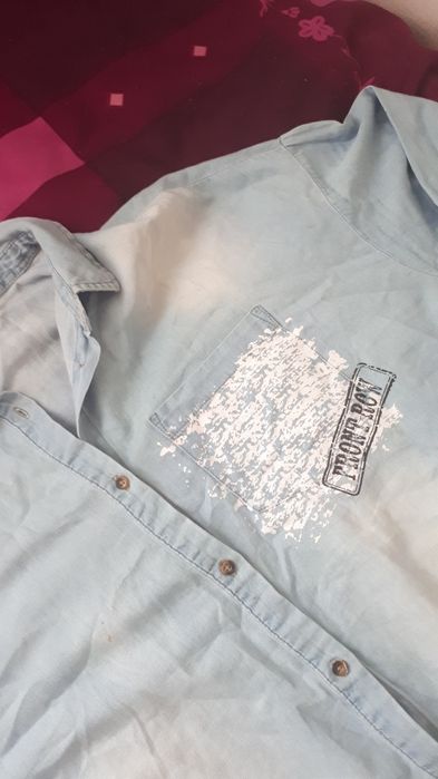 Koszula jeansowa plecy nadruk oversize M/L