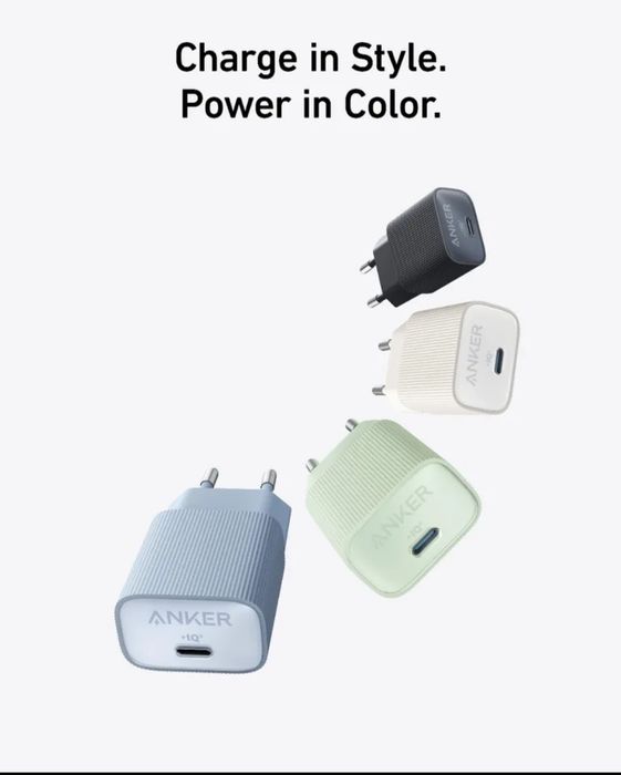 Зарядний пристрій Anker Nano USB C Charger 30W White/Black/Blue/Green