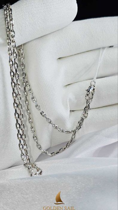 Ланцюг Якорь із білого золота