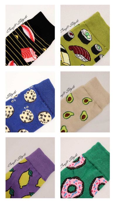 Meias Divertidas Abacate, Cookies, Donuts, Limões, Sushi (6 Modelos)