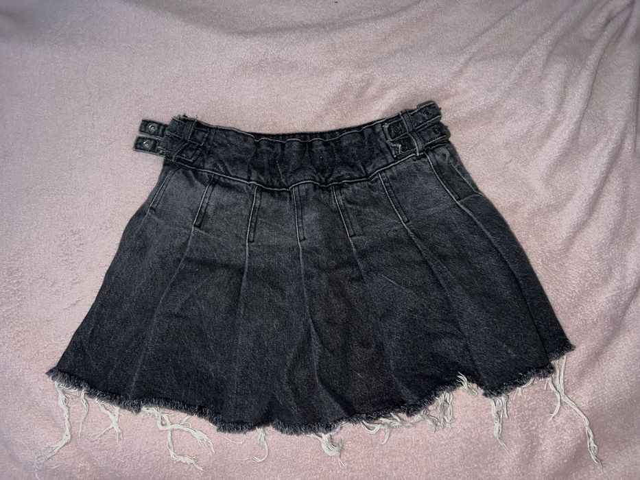 трендовая джинсовая юбка черная y2k grunge bershka