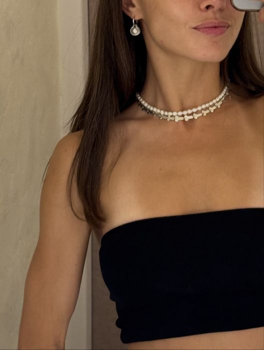 Кольє.Чокер. Срібло. Ears and Fingers . Gunia Grains de verre