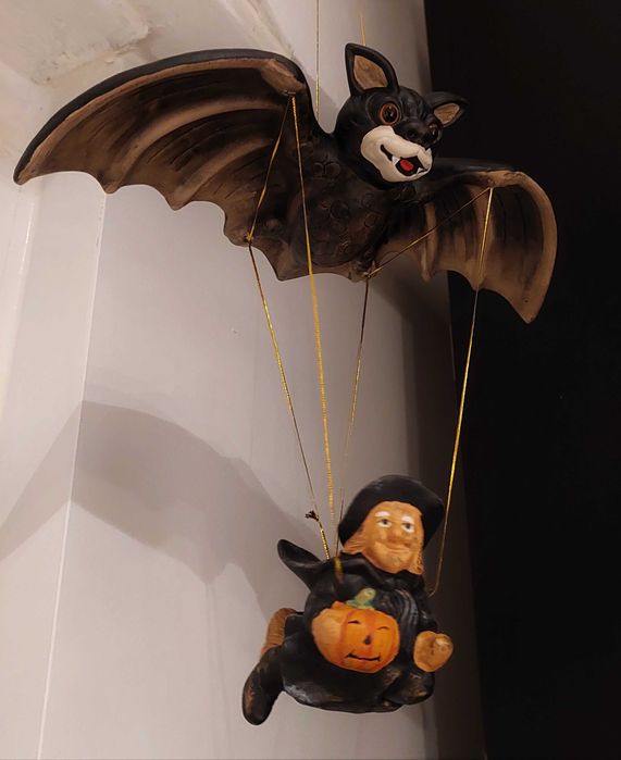 Morcego e bruxinha para pendurar - cerâmica, artesanato