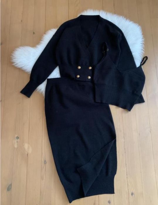 Костюм трійка теплий чорний м/л