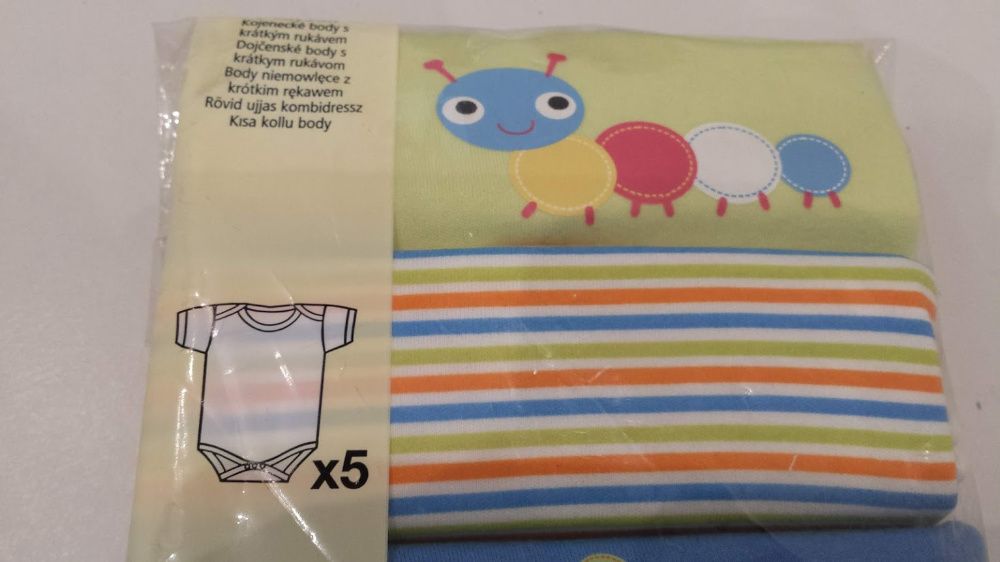 Body nimowlęce - komplet F&F krótki rękaw, nowe.