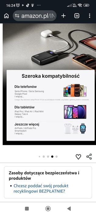 Power bank Iniu 20000mAh szybko ładuje z latarka