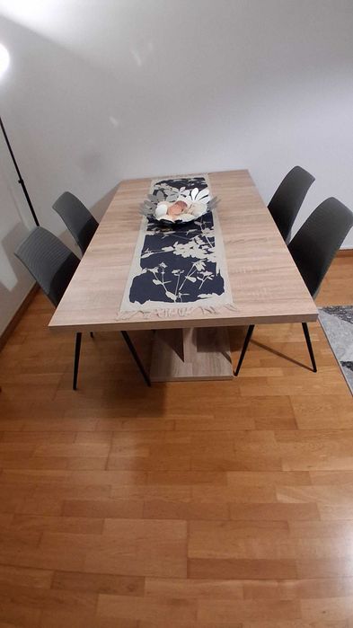 Mesa jantar extensivel Finori Homy Casa + 4 cadeiras