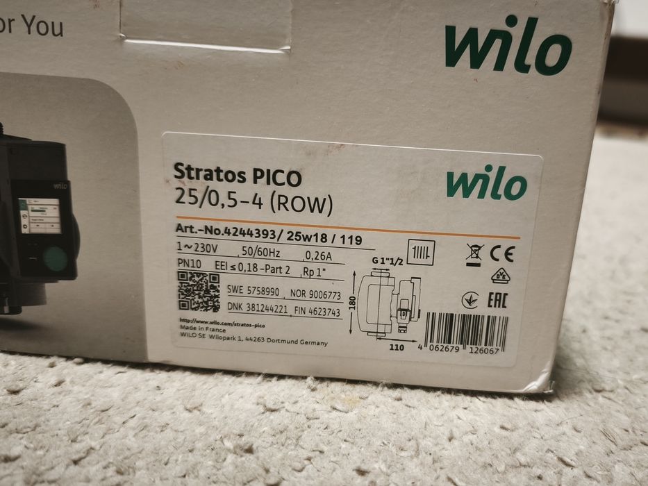 Pompa Obiegowa Wilo Stratos Pico 25/0,5-4 PN10 180mm