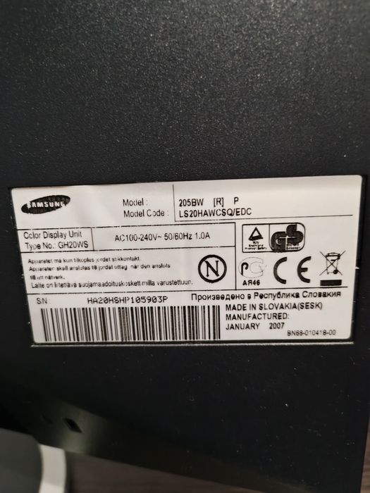 Monitor Samsung SyncMaster 205B
